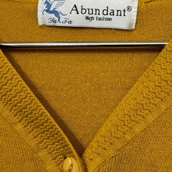 Vintage Floral Abundant Mustard Yellow Button Down Cardigan Sweater Women’s M - Picture 4 of 5